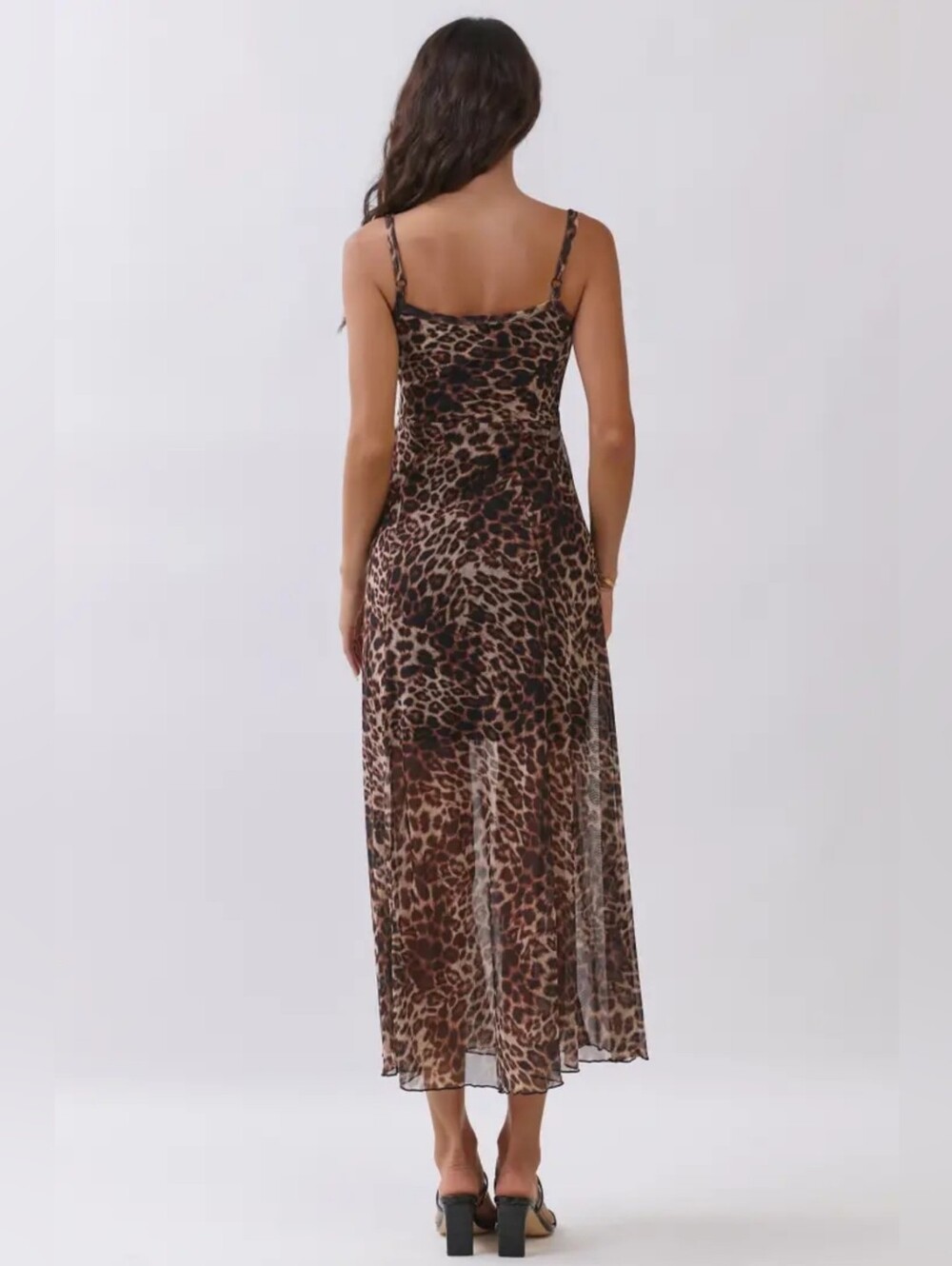 Leopard Print Slip Dress - Brown and Black - Picture 2 of 2
